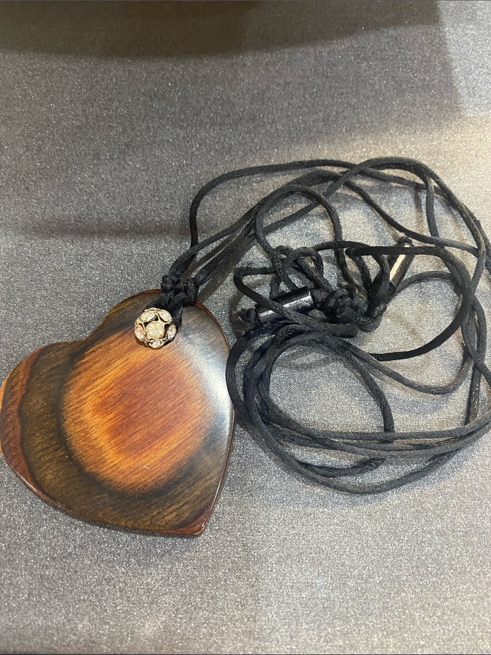 Vintage Wooden Heart Pendant 3 inch